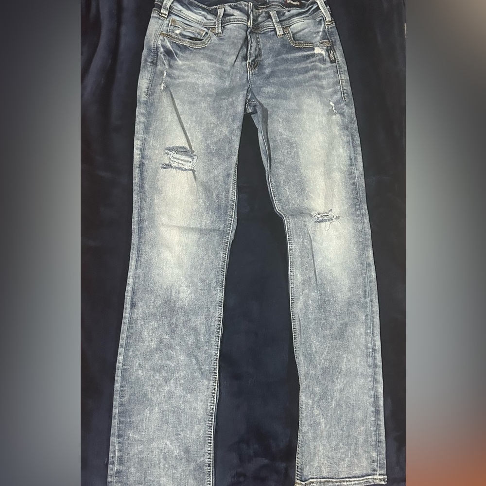Silvers Jeans Suki Size 29/32 Mid Straight Stonewashed